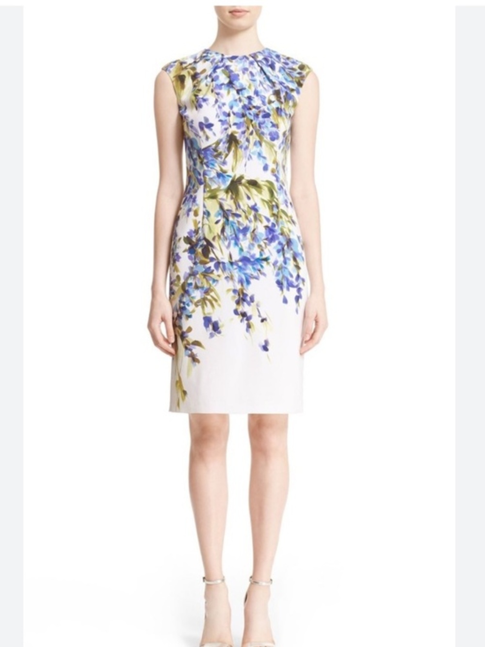 ST. JOHN COLLECTION 'Budding Floral' Print Crêpe de Chine Dress
